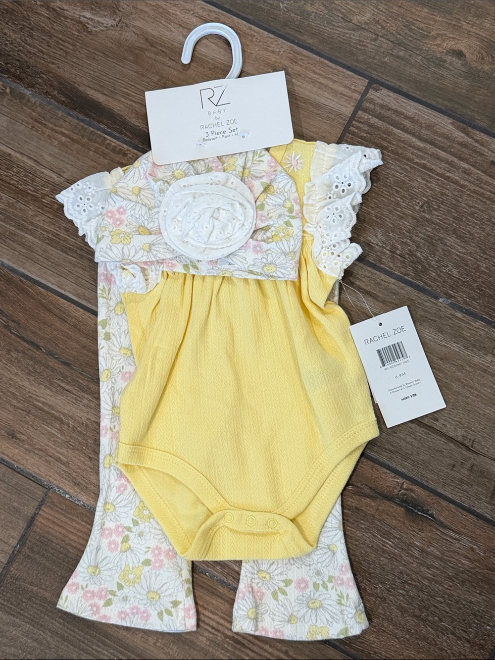 Rachel Zoe Yellow Bodysuit with Floral Pants & Cap